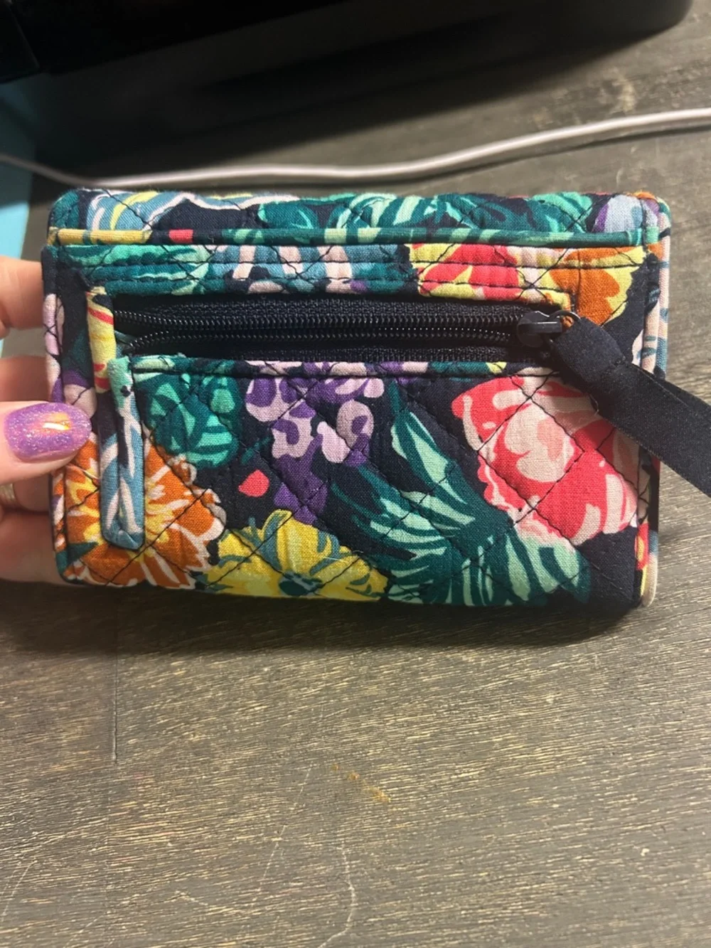 Vera Bradley Navy Multi Floral Quilted‎ Trifold Wallet